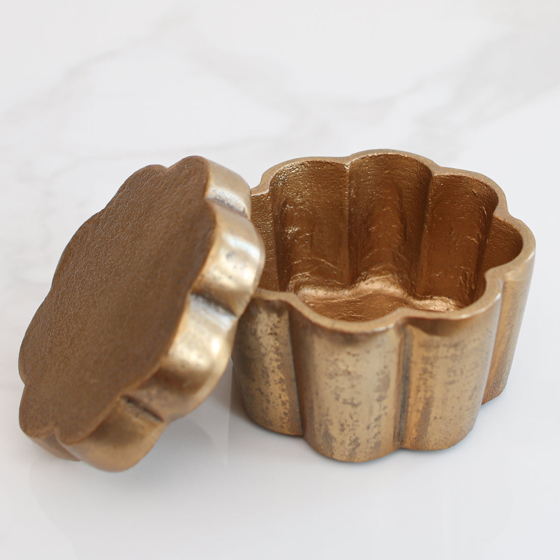 Scalloped Gold Box with Lid