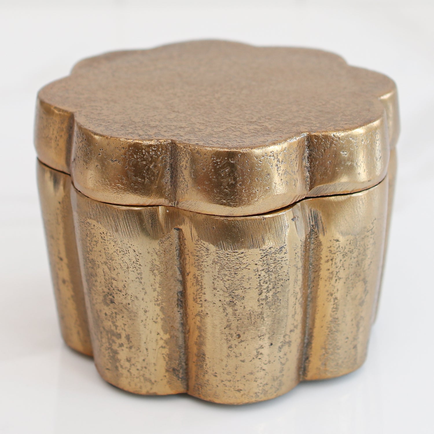 Scalloped Gold Box with Lid