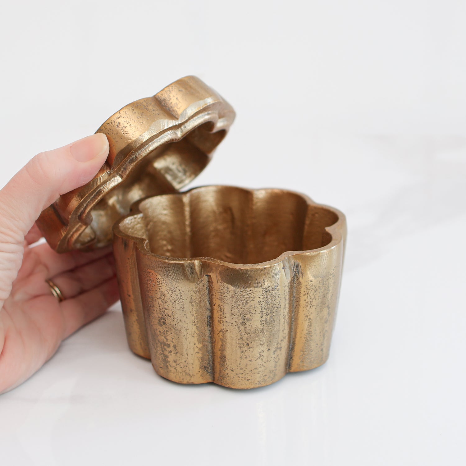 Scalloped Gold Box with Lid