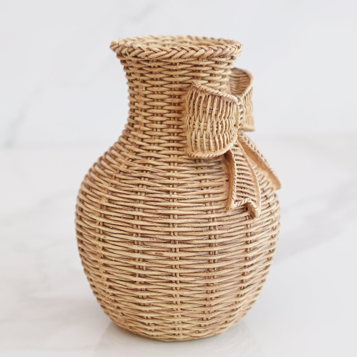 6"  Woven Vase with Bow - Interior Delights