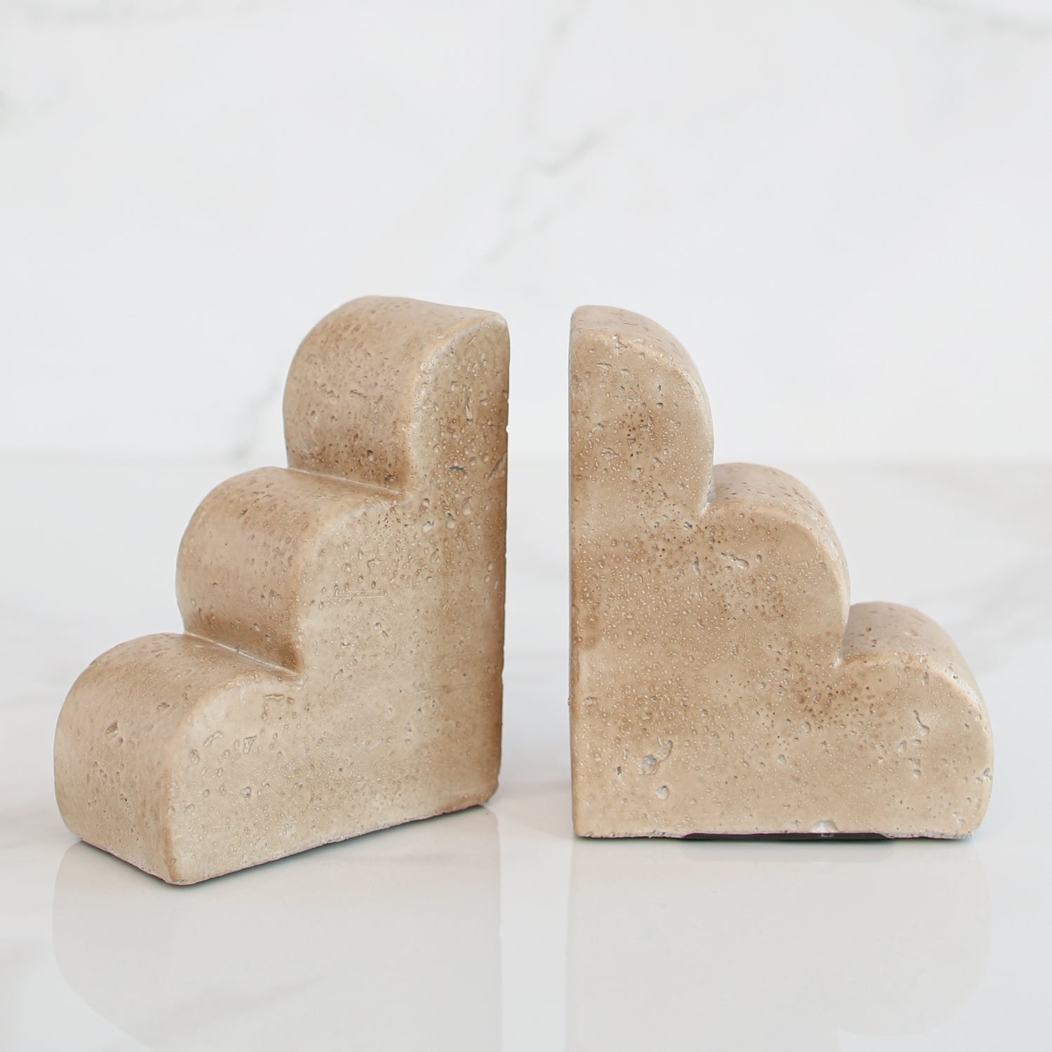 Scalloped Cement Bookends Set of 2 - Interior Delights