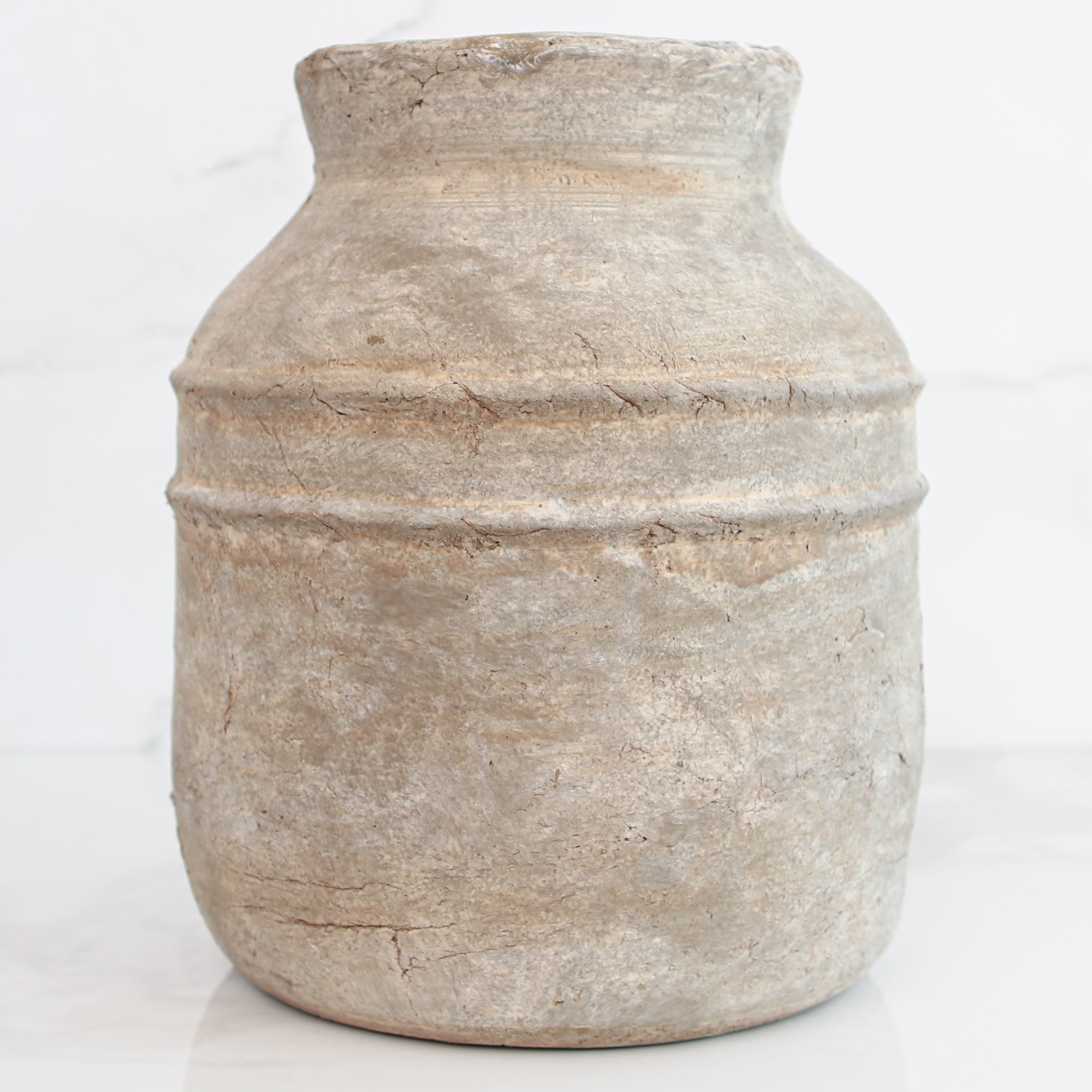 12" Antique Taupe Terracotta Jug Vase