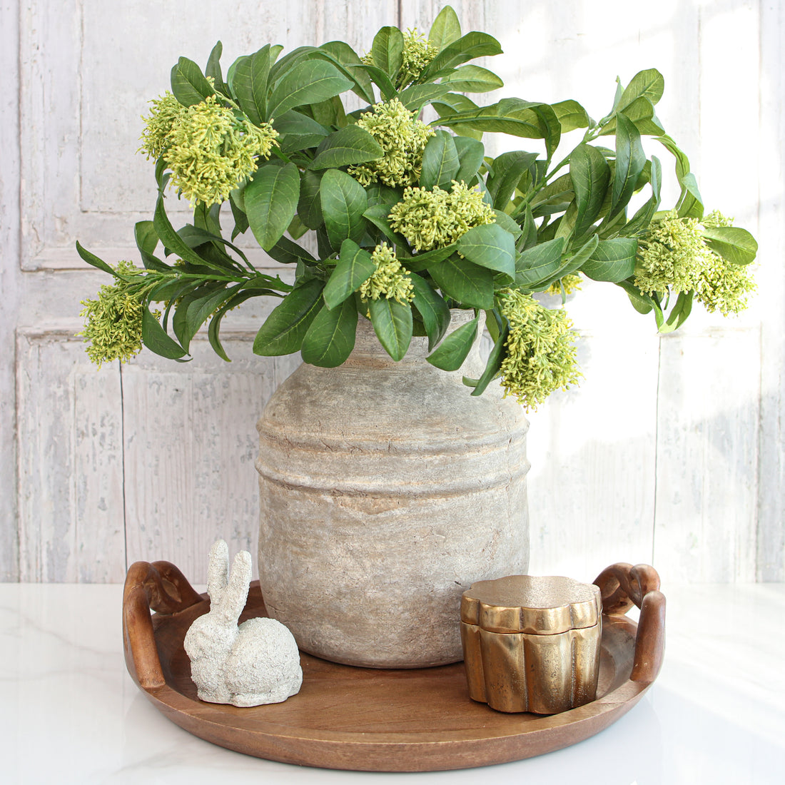 12" Antique Taupe Terracotta Jug Vase