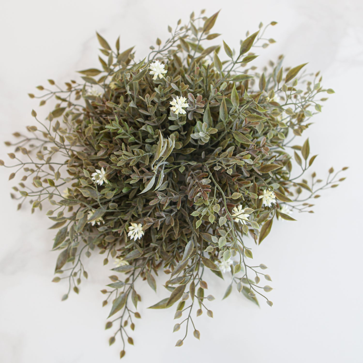 11" Sage Green Pouf with Cream Flowers - Interior Delights