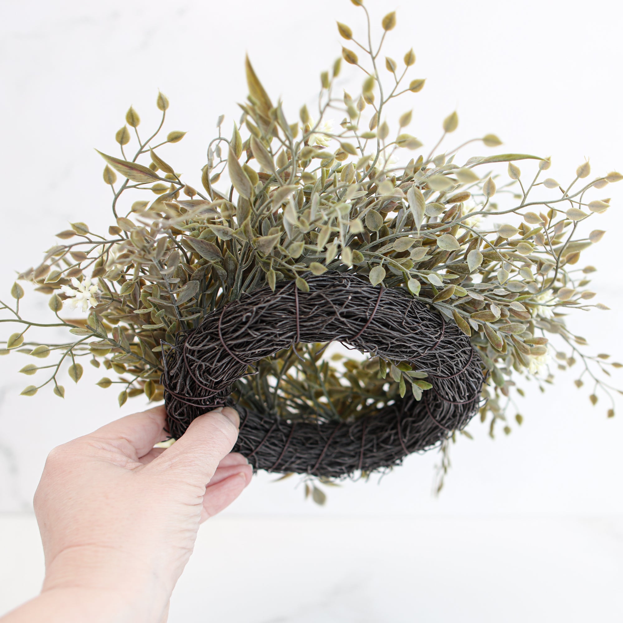 8" Mixed Sage Mini Candle Ring - Interior Delights