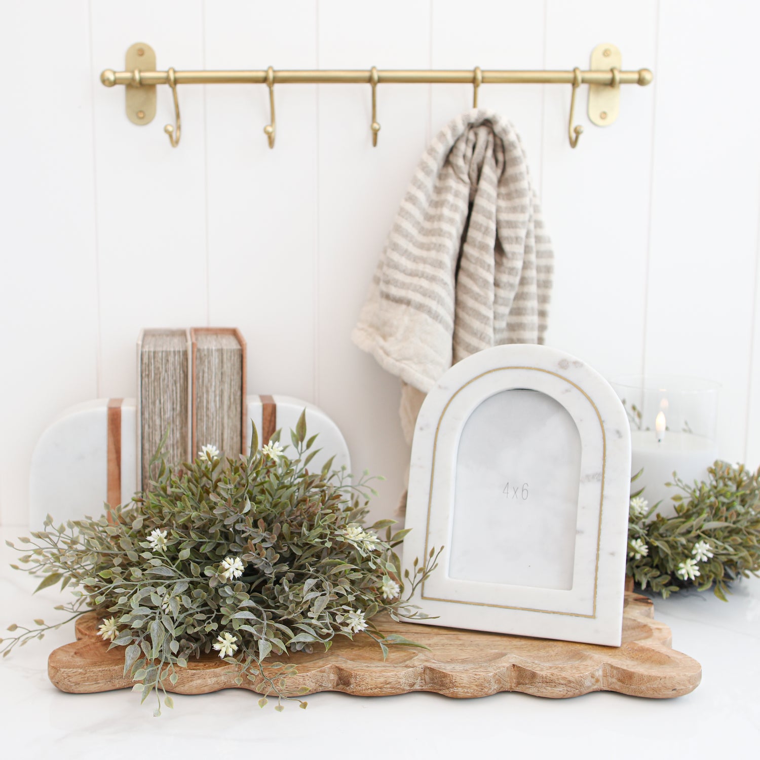 11" Sage Green Pouf with Cream Flowers - Interior Delights