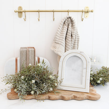 11" Sage Green Pouf with Cream Flowers - Interior Delights