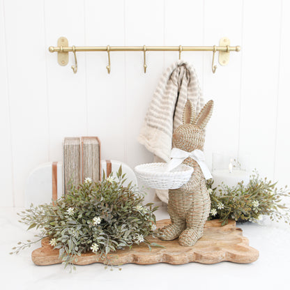 Brown Woven Resin Bunny with Basket