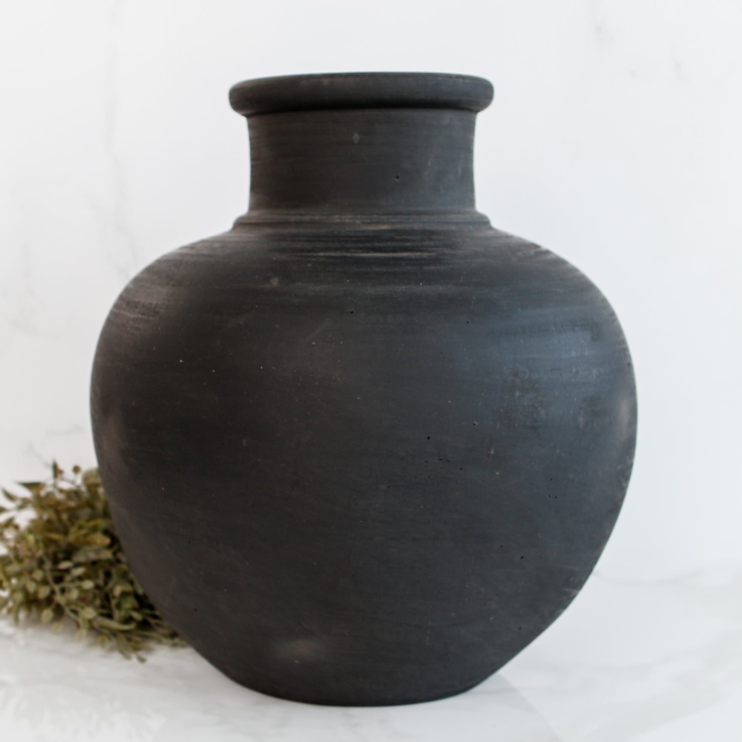 13.5 in Black Vase with Narrow Opening - Interior Delights