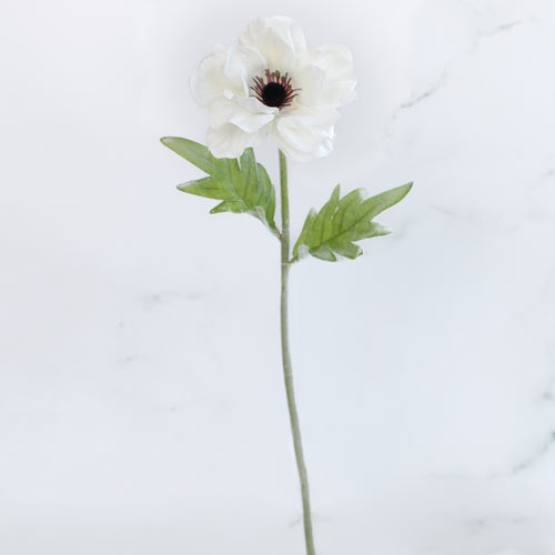17" White Anemone Stem - Interior Delights