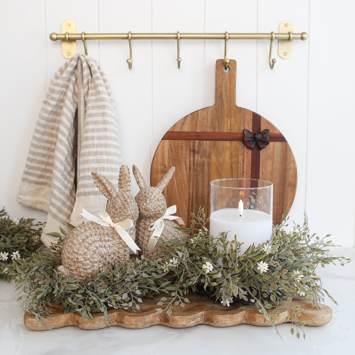 Woven Resin Bunny with Bow Tie, Set of 2 - Interior Delights