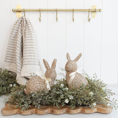 Woven Resin Bunny with Bow Tie, Set of 2 - Interior Delights