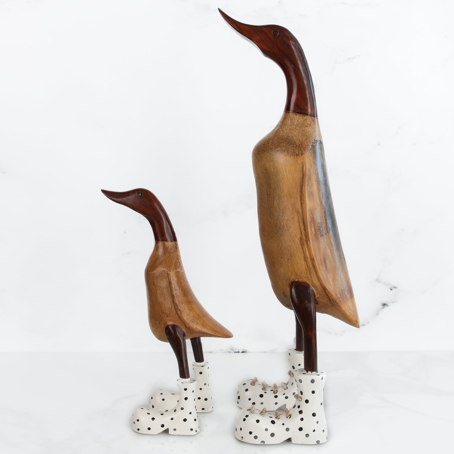 Wooden Ducks in Boots, Set of 2 - Interior Delights
