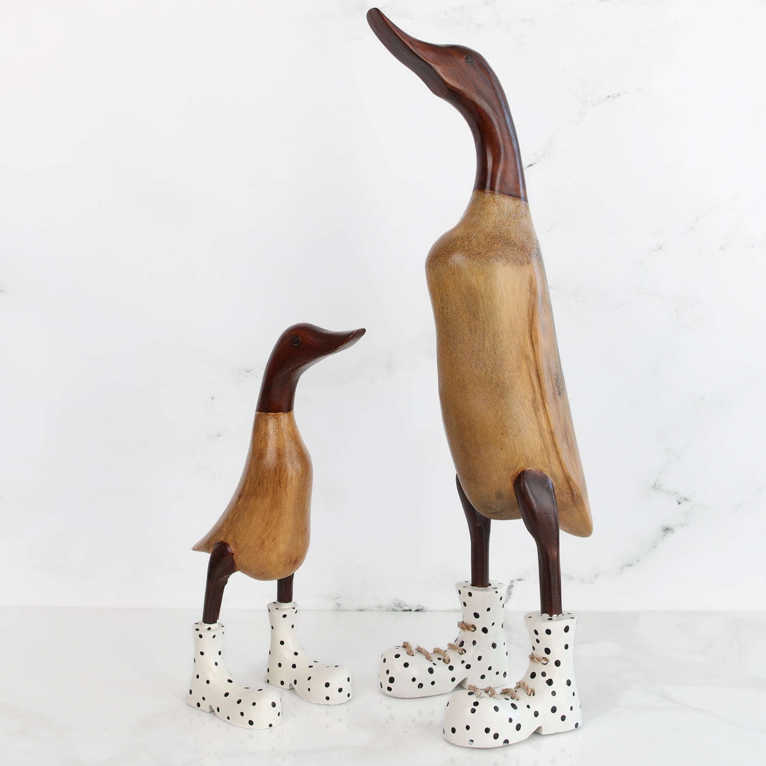 Wooden Ducks in Boots, Set of 2 - Interior Delights