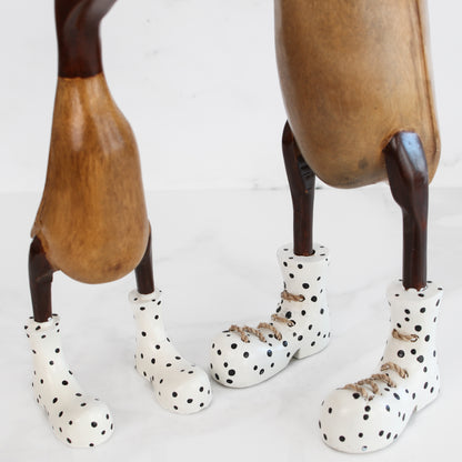 Wooden Ducks in Boots, Set of 2 - Interior Delights