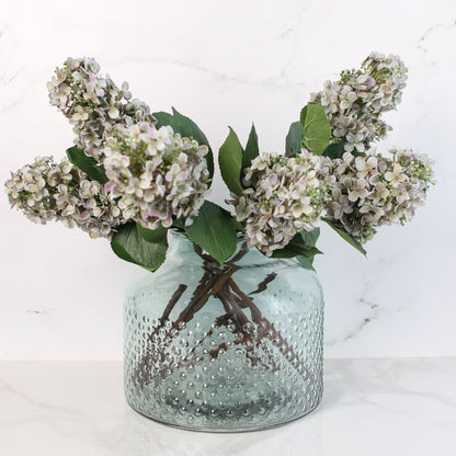 11" Wide Dotted Blue Glass Vase - Interior Delights