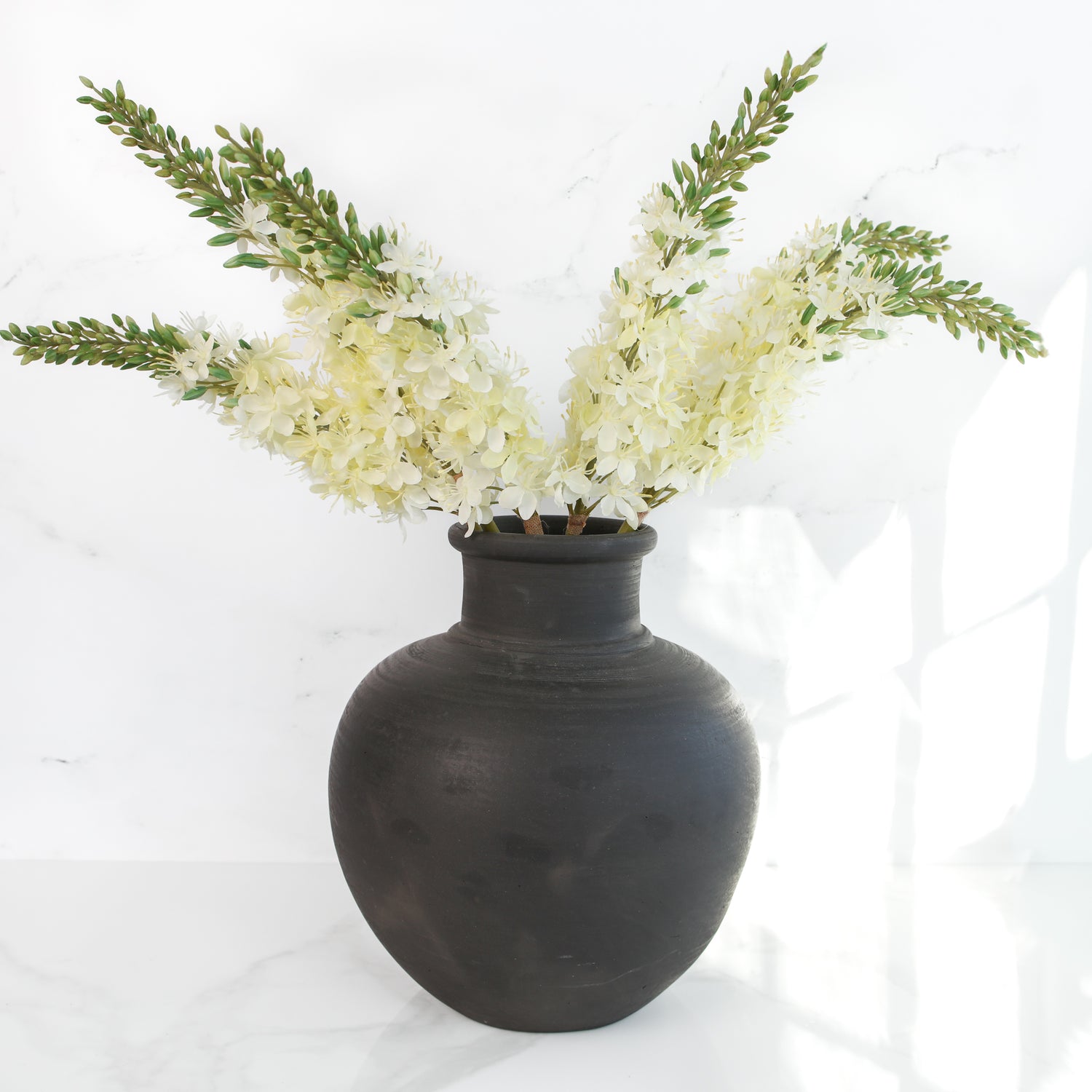 13.5 in Black Vase with Narrow Opening