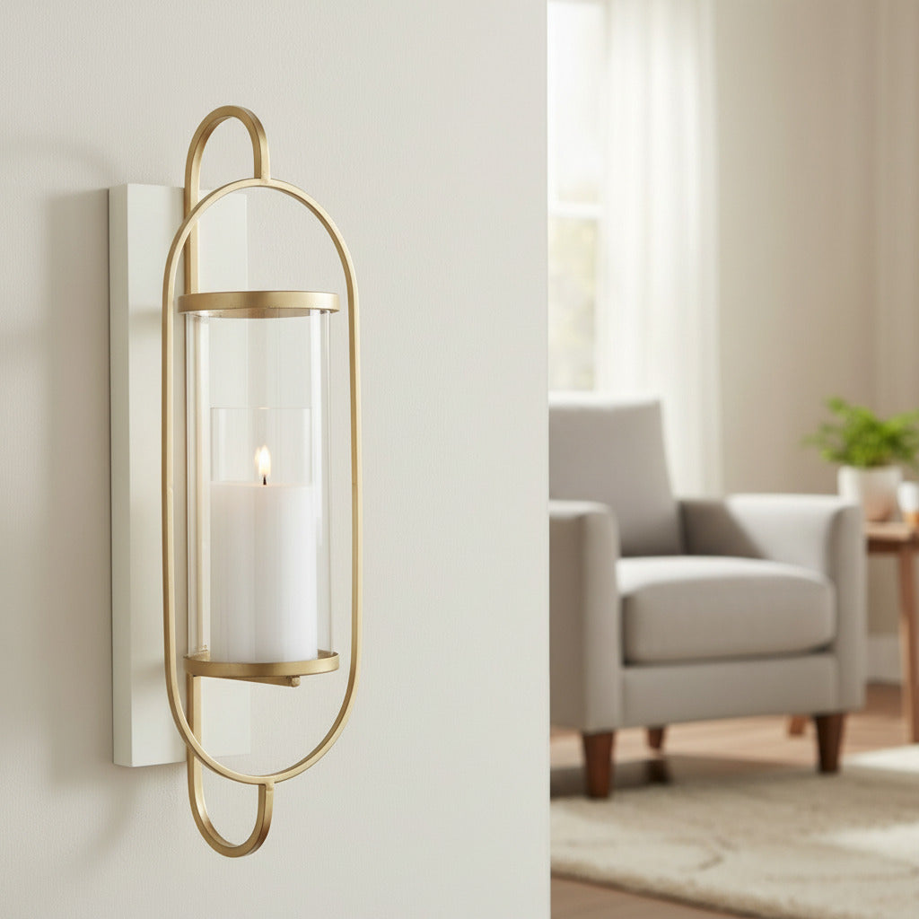 White and Gold Wall Sconce - Interior Delights