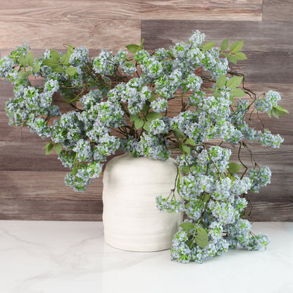 37" Blue Blooming Vine With Leaves - Interior Delights