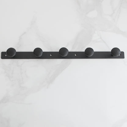 5 Knob Black Metal Wall Hook - Interior Delights