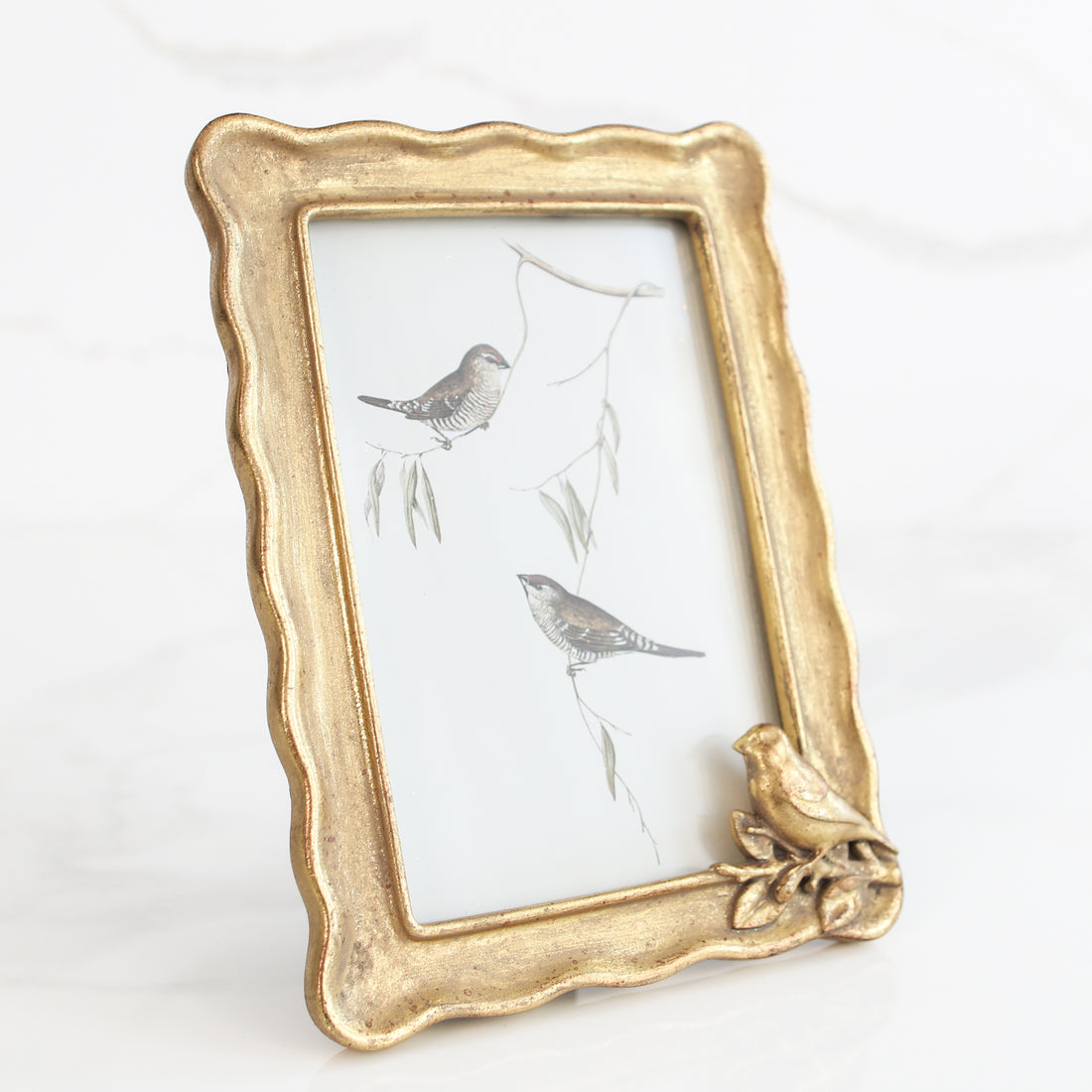 Gold Ruffled Frame with Bird 4x6