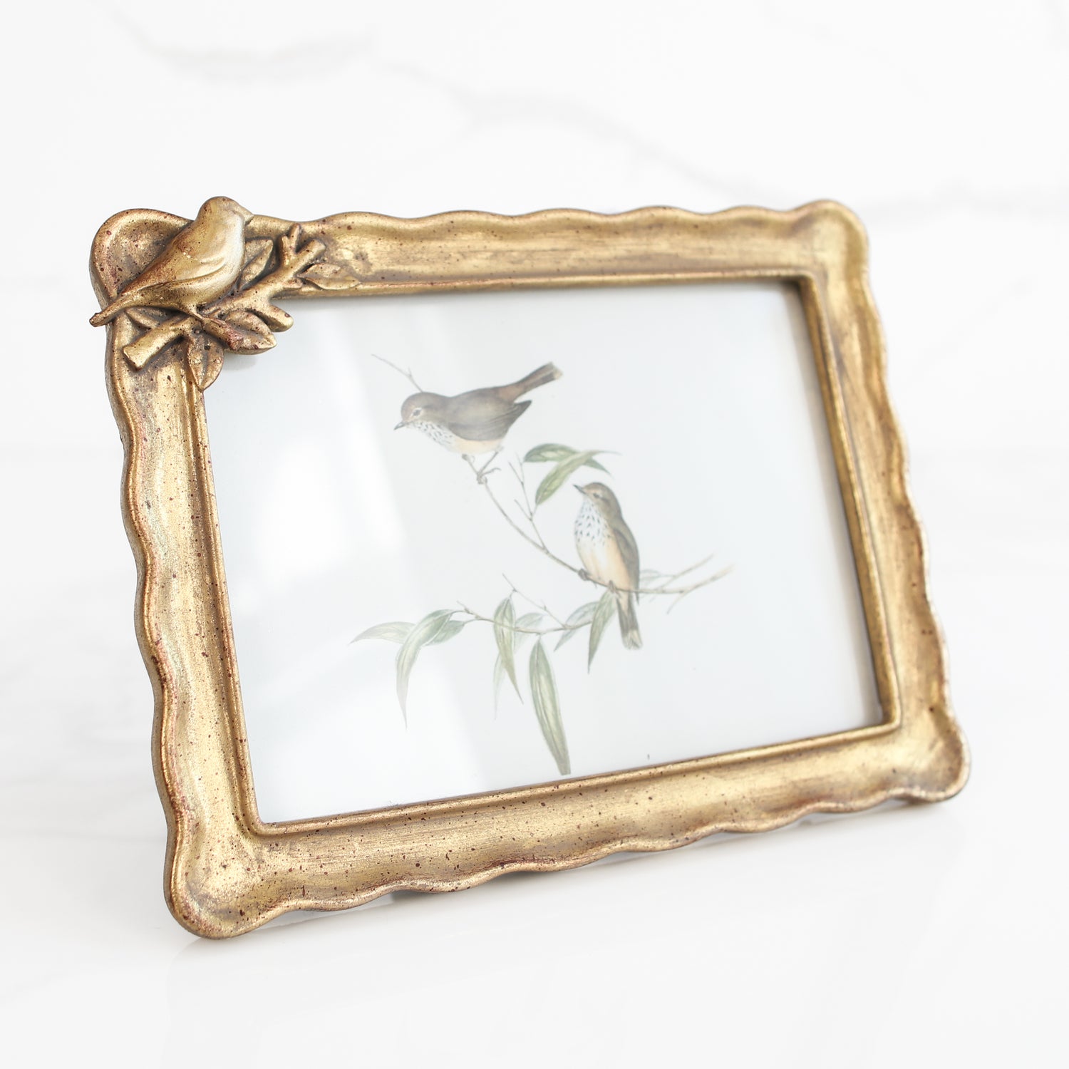 Gold Ruffled Frame with Bird 5x7