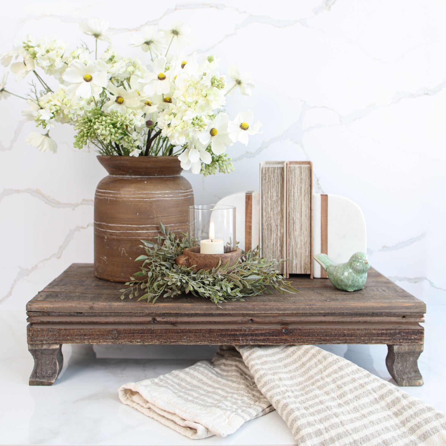 Wooden Footed Risers, Set of 2