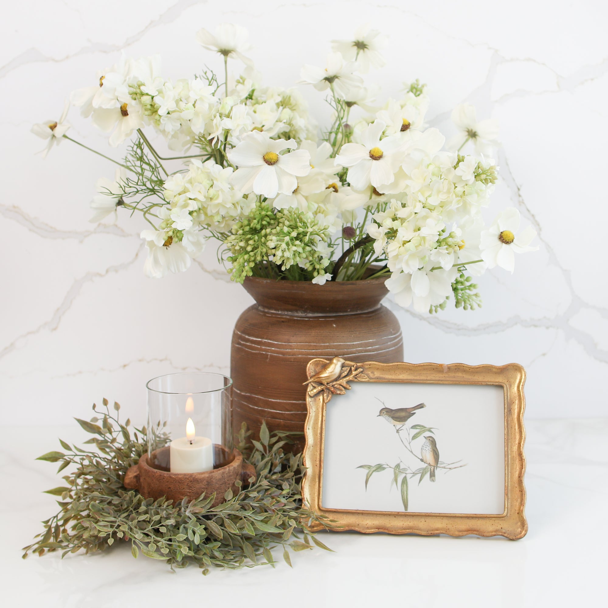 Gold Ruffled Frame with Bird 5x7