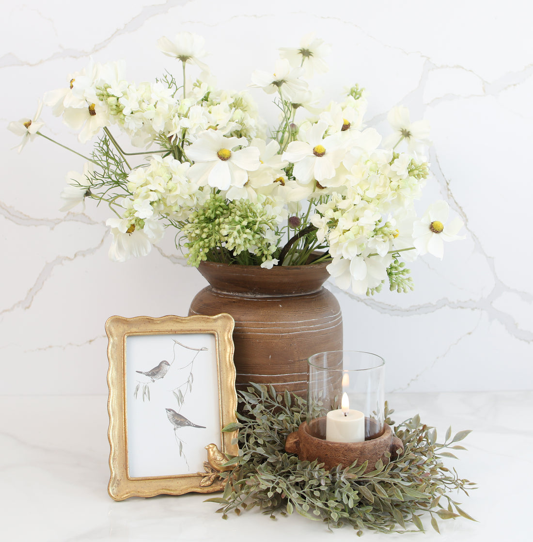 Gold Ruffled Frame with Bird 4x6