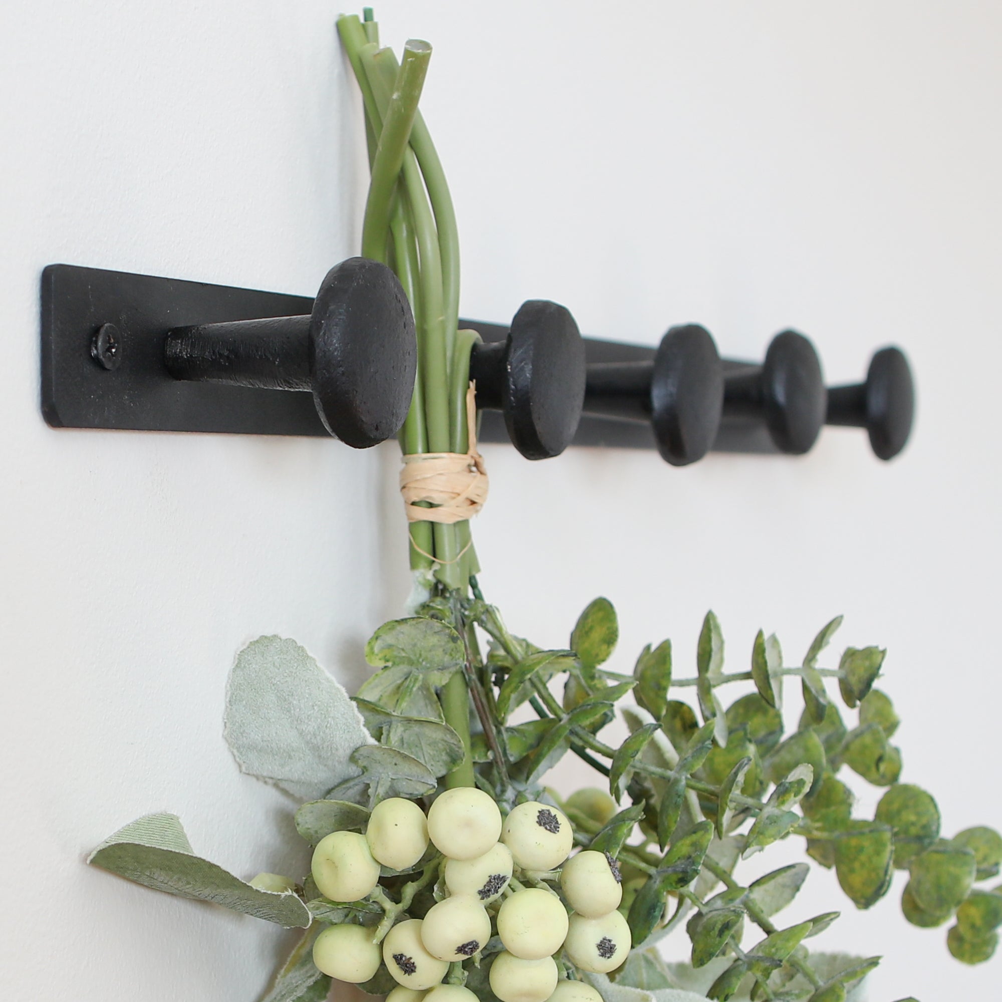 5 Knob Black Metal Wall Hook - Interior Delights