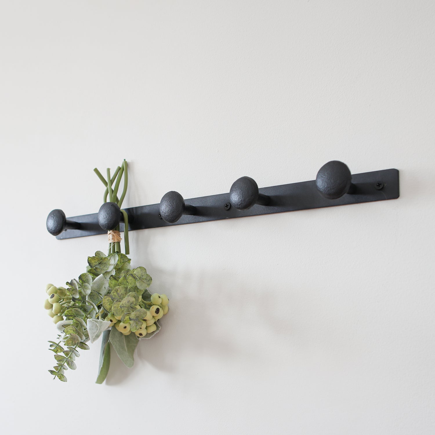5 Knob Black Metal Wall Hook - Interior Delights