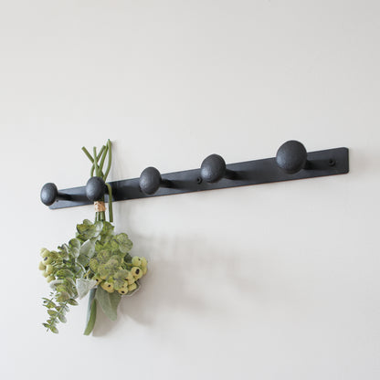 5 Knob Black Metal Wall Hook - Interior Delights