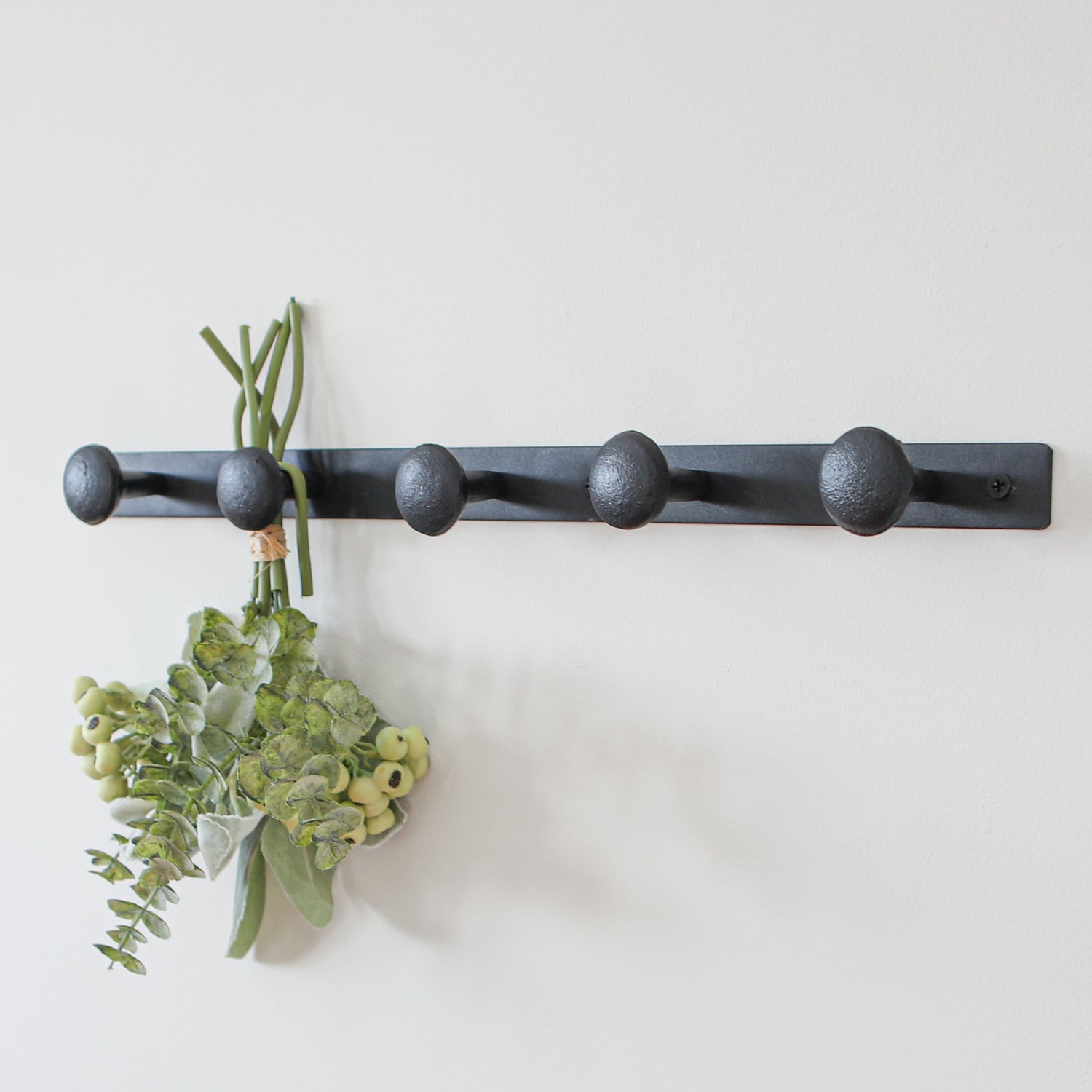 5 Knob Black Metal Wall Hook - Interior Delights