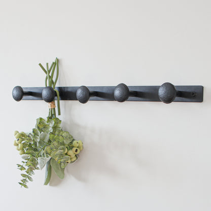 5 Knob Black Metal Wall Hook - Interior Delights