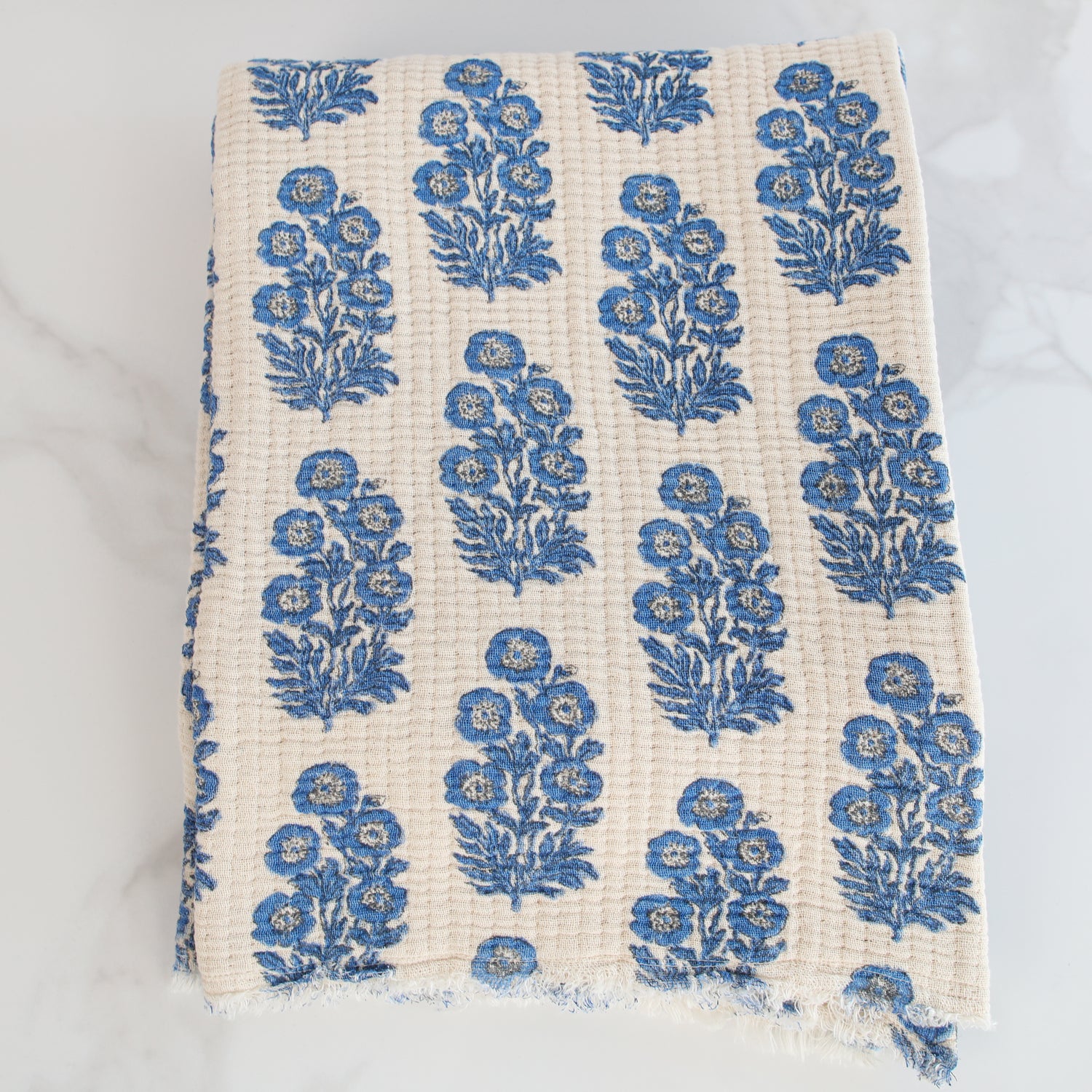 Blue Medallion Floral Throw