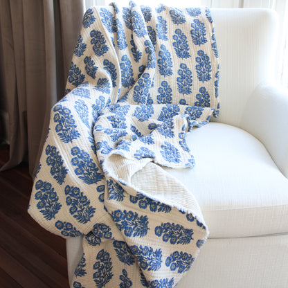 Blue Medallion Floral Throw