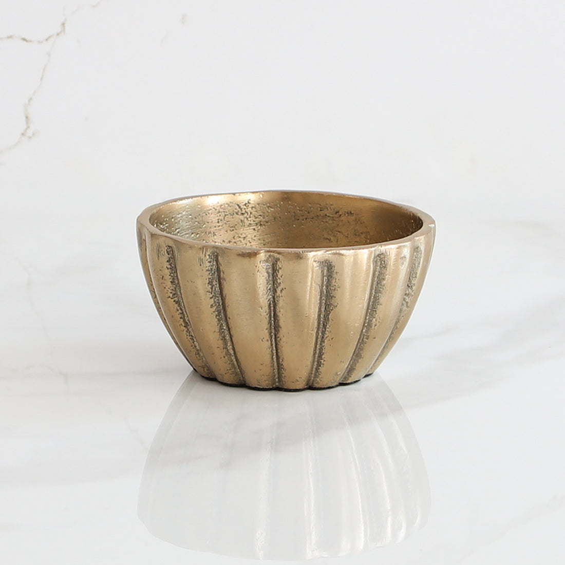 4" Pleated Gold Bowl - Interior Delights