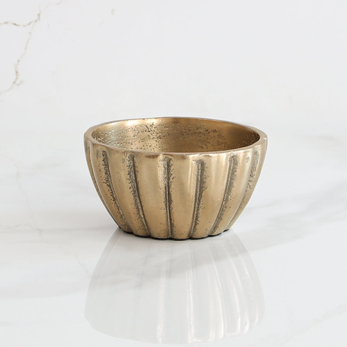 4" Pleated Gold Bowl - Interior Delights