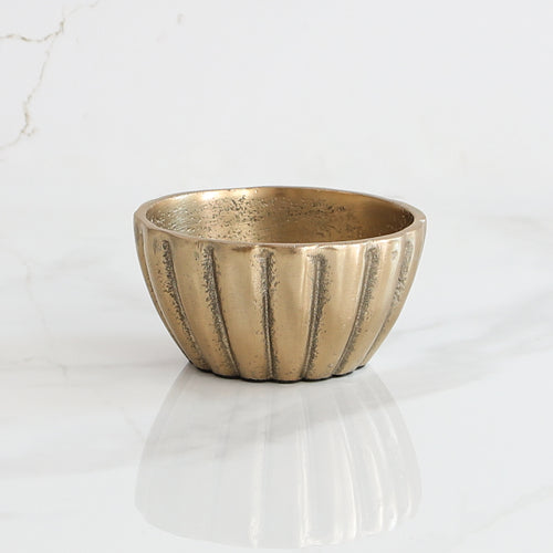 4" Pleated Gold Bowl - Interior Delights