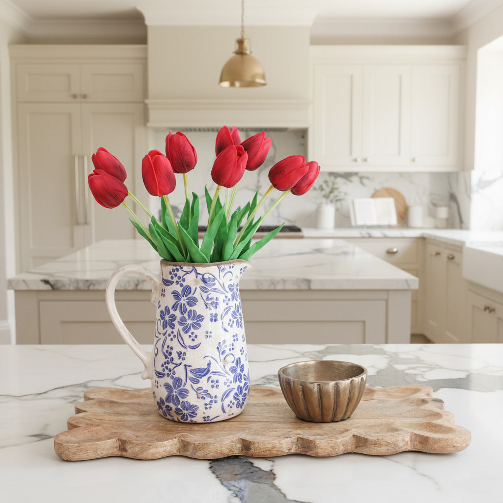Ceramic Blue Floral Pitcher