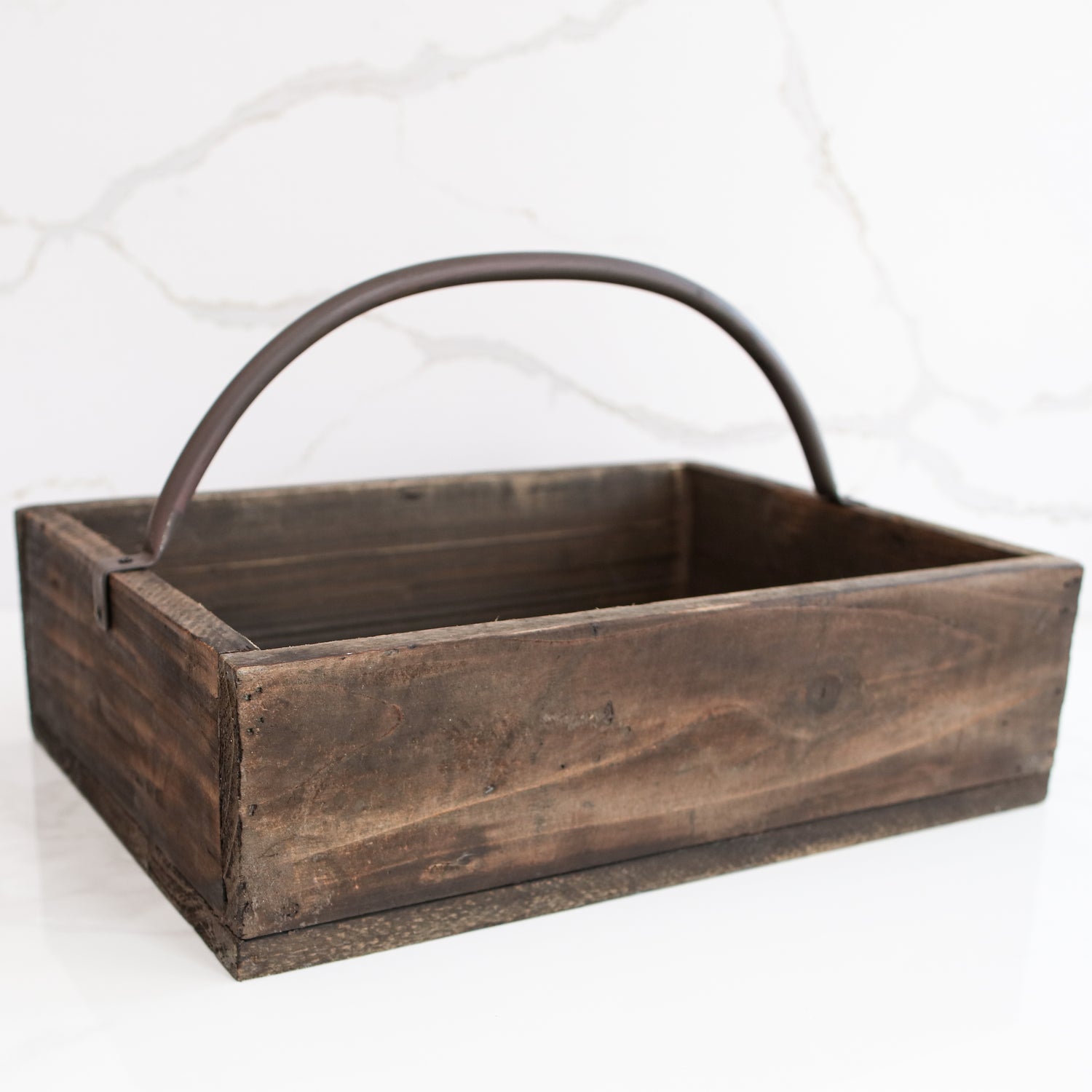 Wood Basket with Metal Handle - Interior Delights