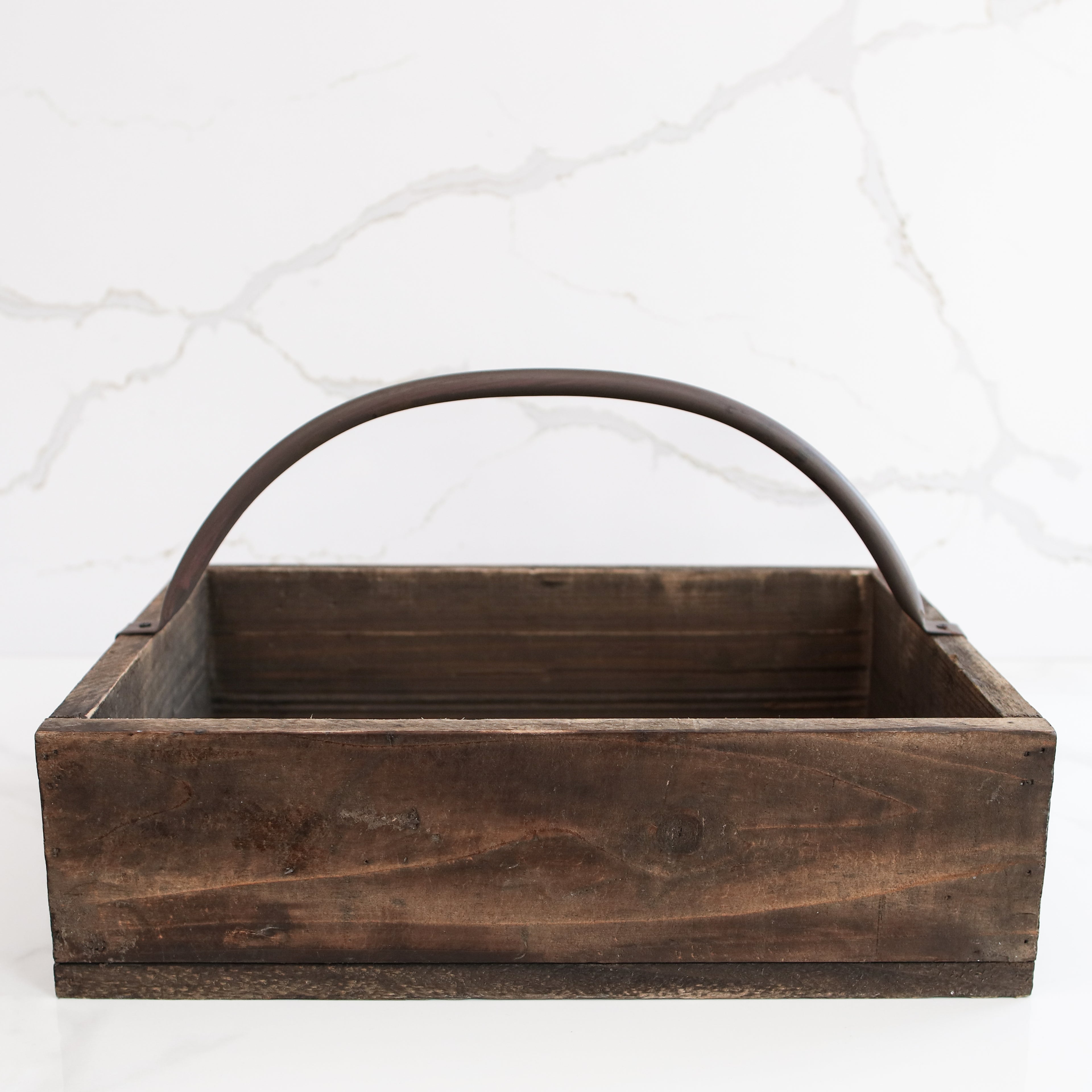 Wood Basket with Metal Handle - Interior Delights