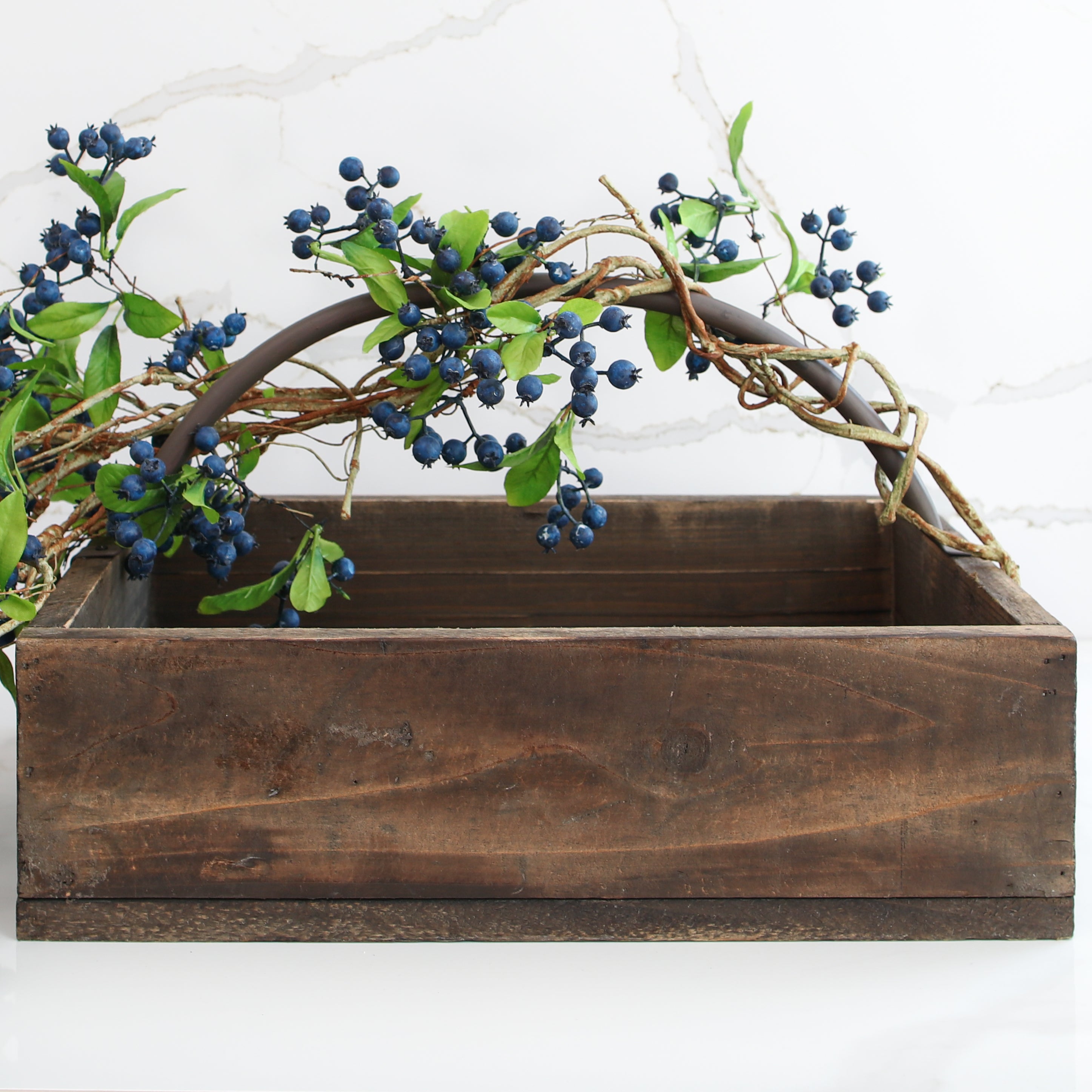 Wood Basket with Metal Handle - Interior Delights