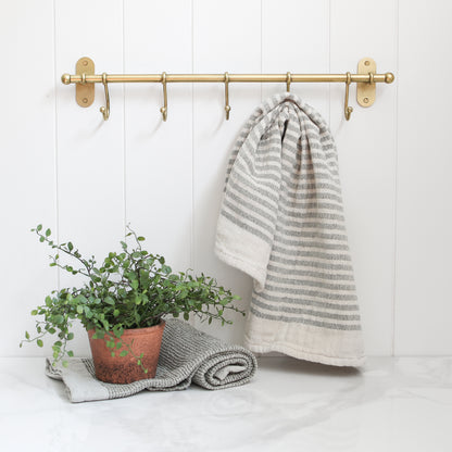 Olive Green Striped Towels, Set of 2 - Interior Delights