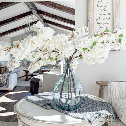 Cherry Blossom Spray - 44in showcasing elegant creamy white flowers for a soft cottage feel in home decor.
