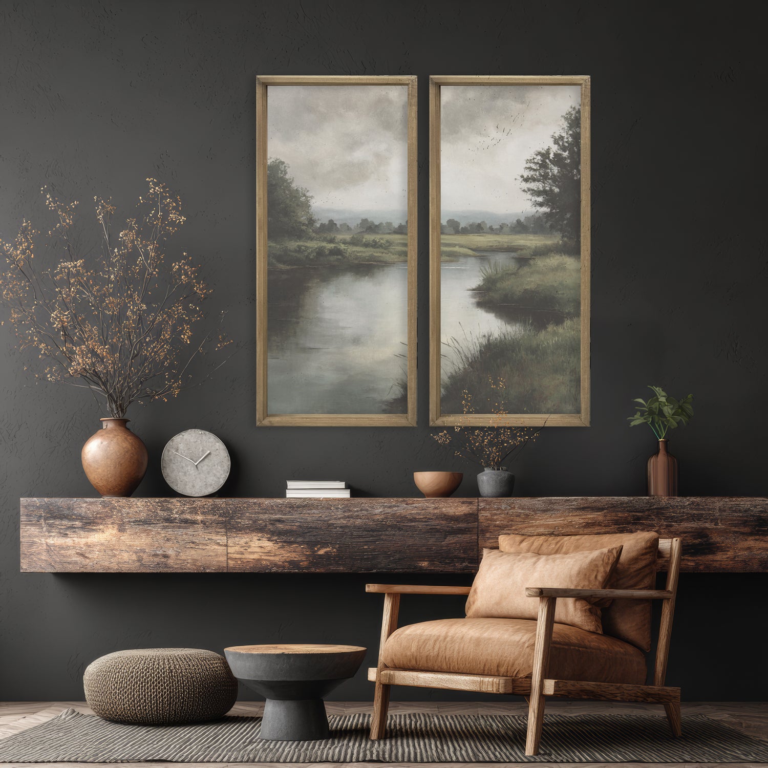 20x48 Creekside Diptych set of 2