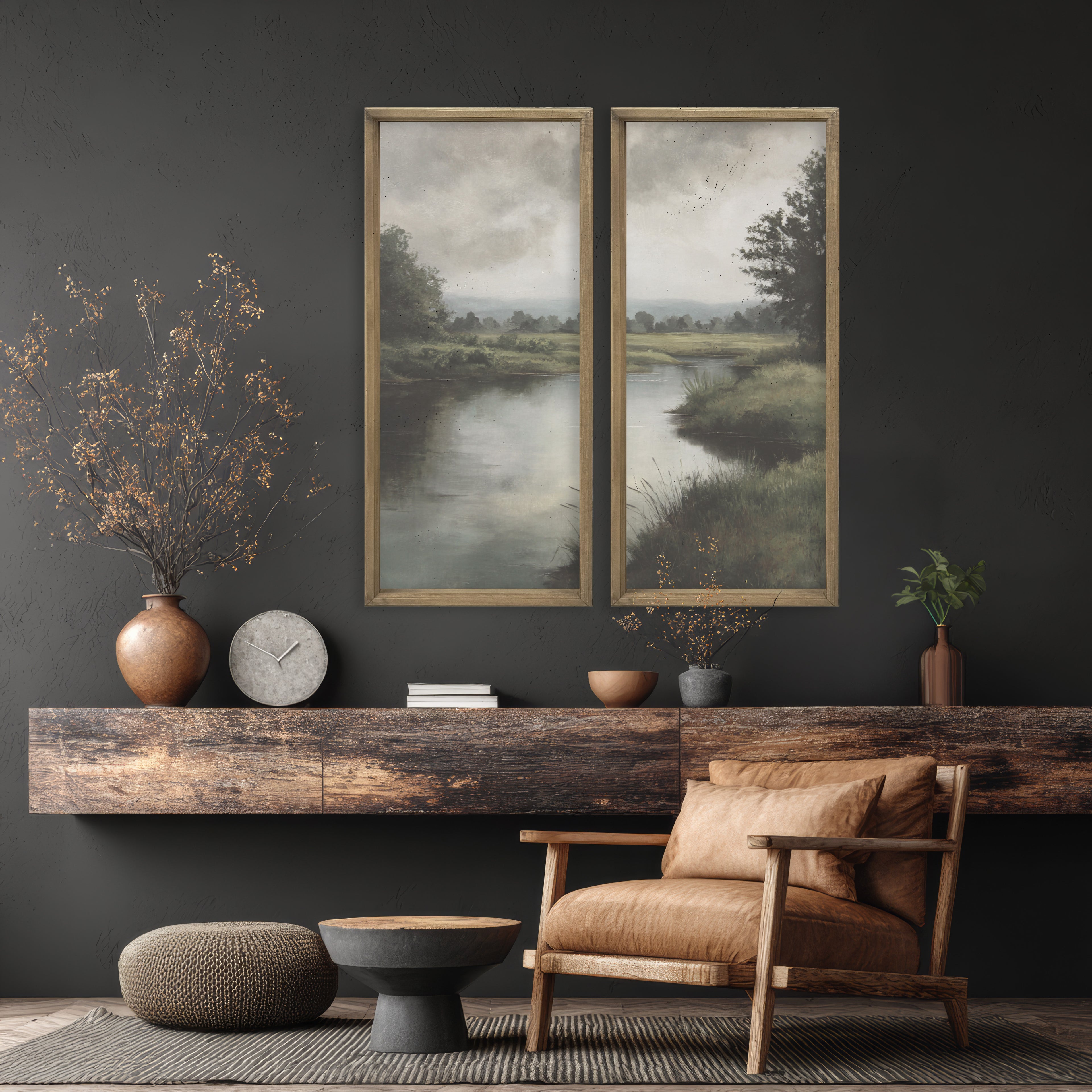 20x48 Creekside Diptych set of 2