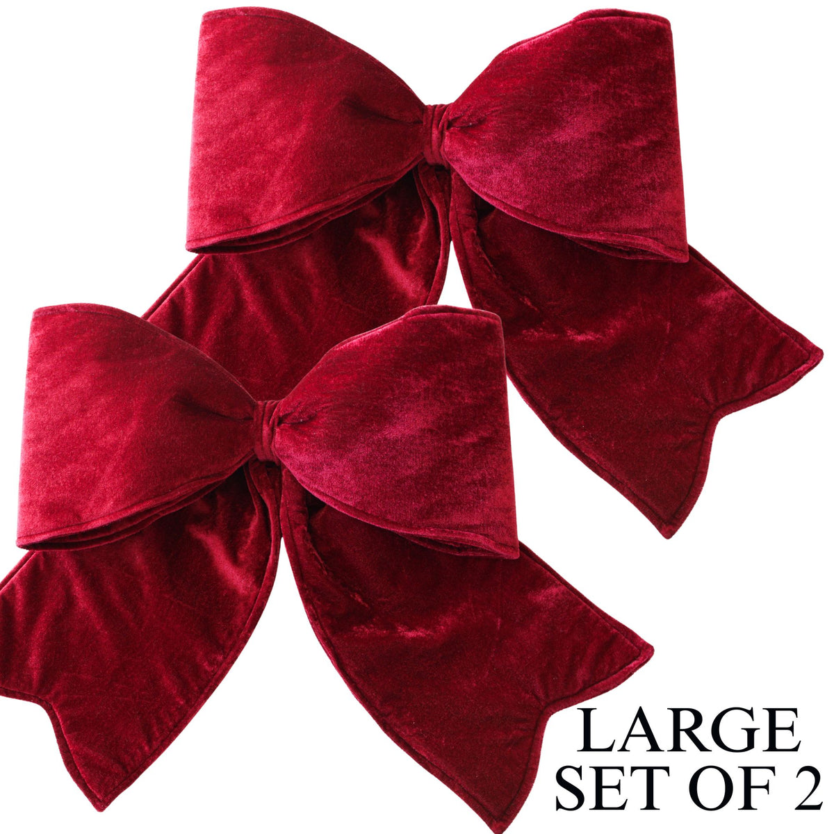 32" Large Cranberry Outdoor Velvet Bow, Set of 2