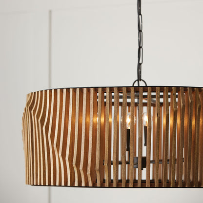 Monica - Wave Pattern Wood 6 Light Chandelier