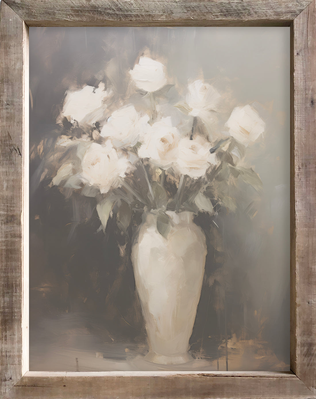 TIMBERWOOD - Vintage Roses 34x44 framed art print featuring unique timberwood frame made from reclaimed Pennsylvania beams.